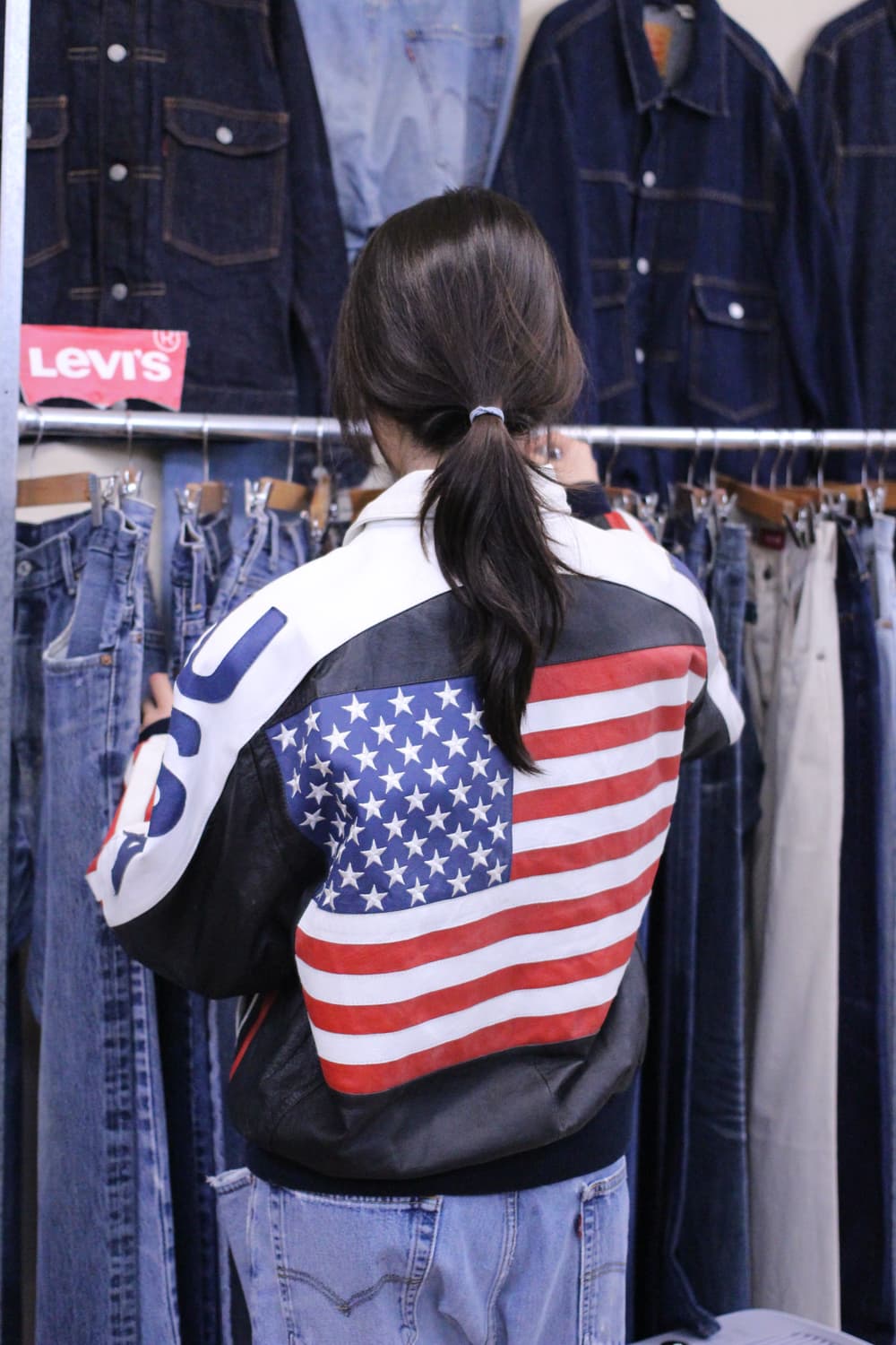 HUMAN BEING Flag Leather Bomber 상품이미지1