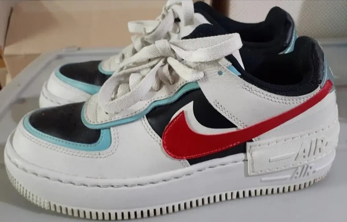 나이키 에어포스1 로우 쉐도우 블리치드 아쿠아 칠리레드 235 상품이미지1