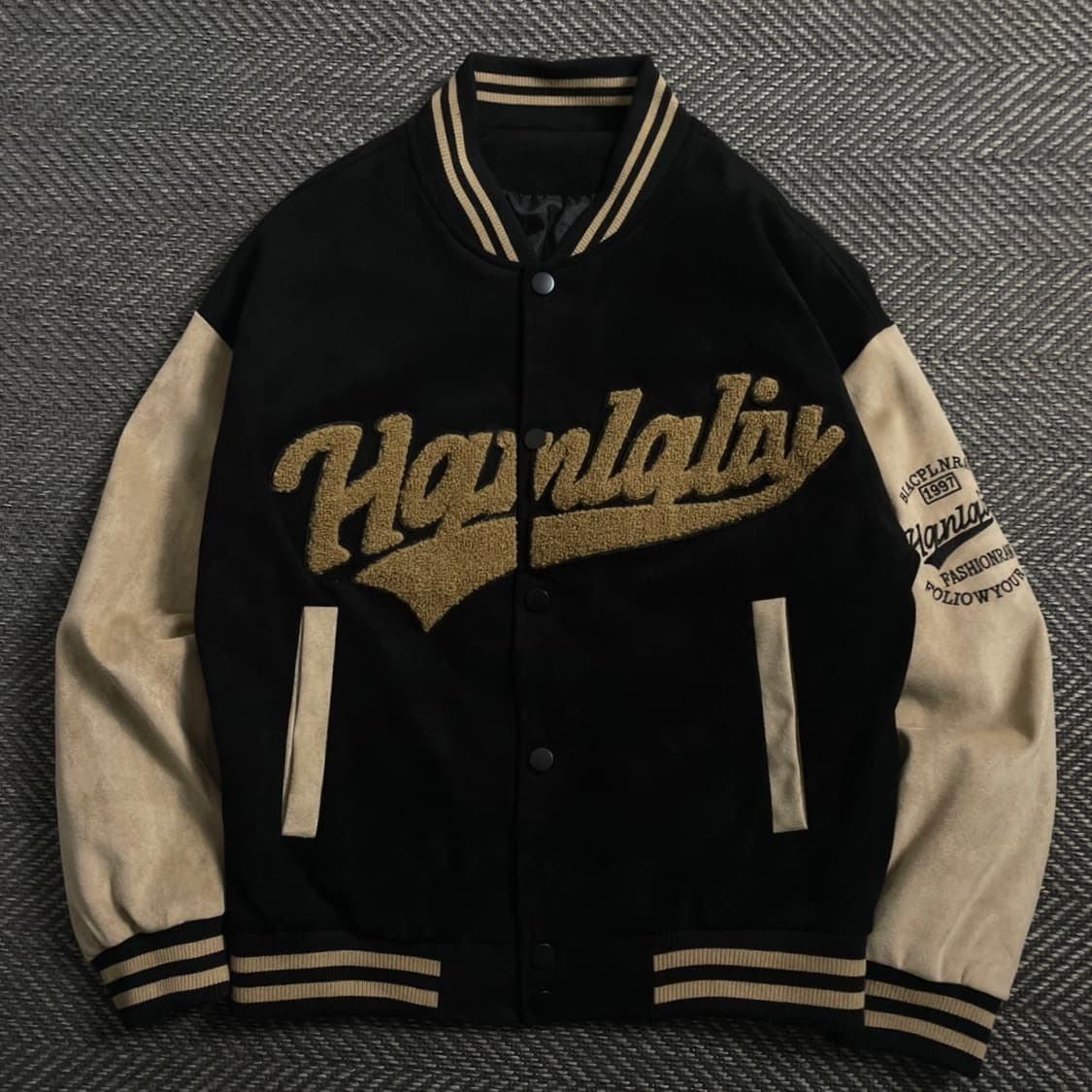빈티지 Hanralis 빅로고 스웨이드 스타디움 바시티 자켓y 4472 상품이미지2