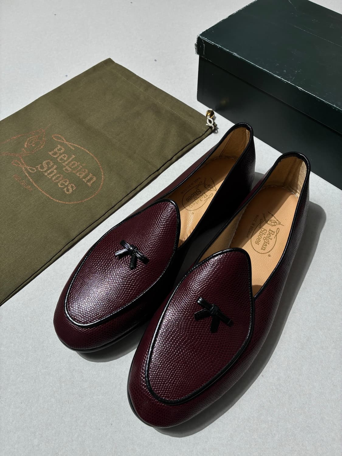 벨지안 슈즈 로퍼 MR.CASUAL 리자드 버건디 9.5사이즈 상품이미지1