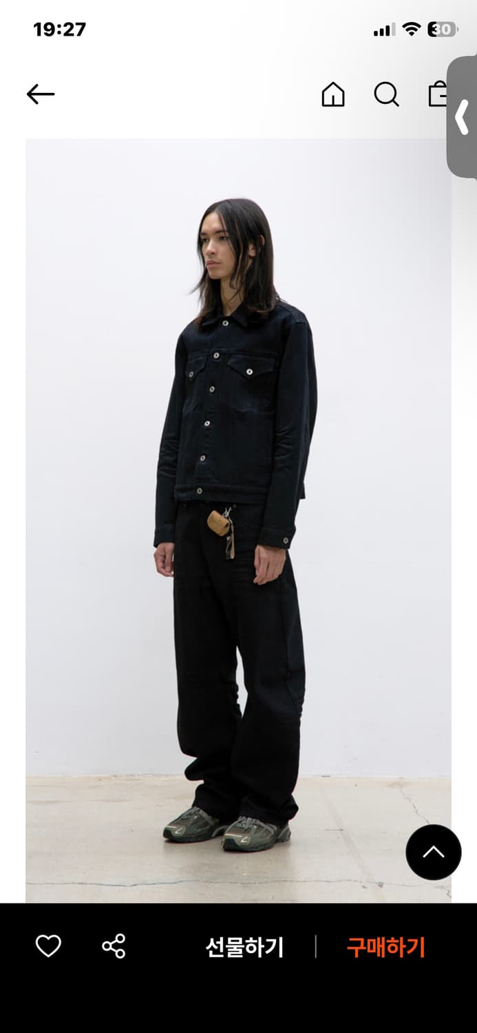 쿠어 엠보 워시드 딥 커브드 데님 L 상품이미지2