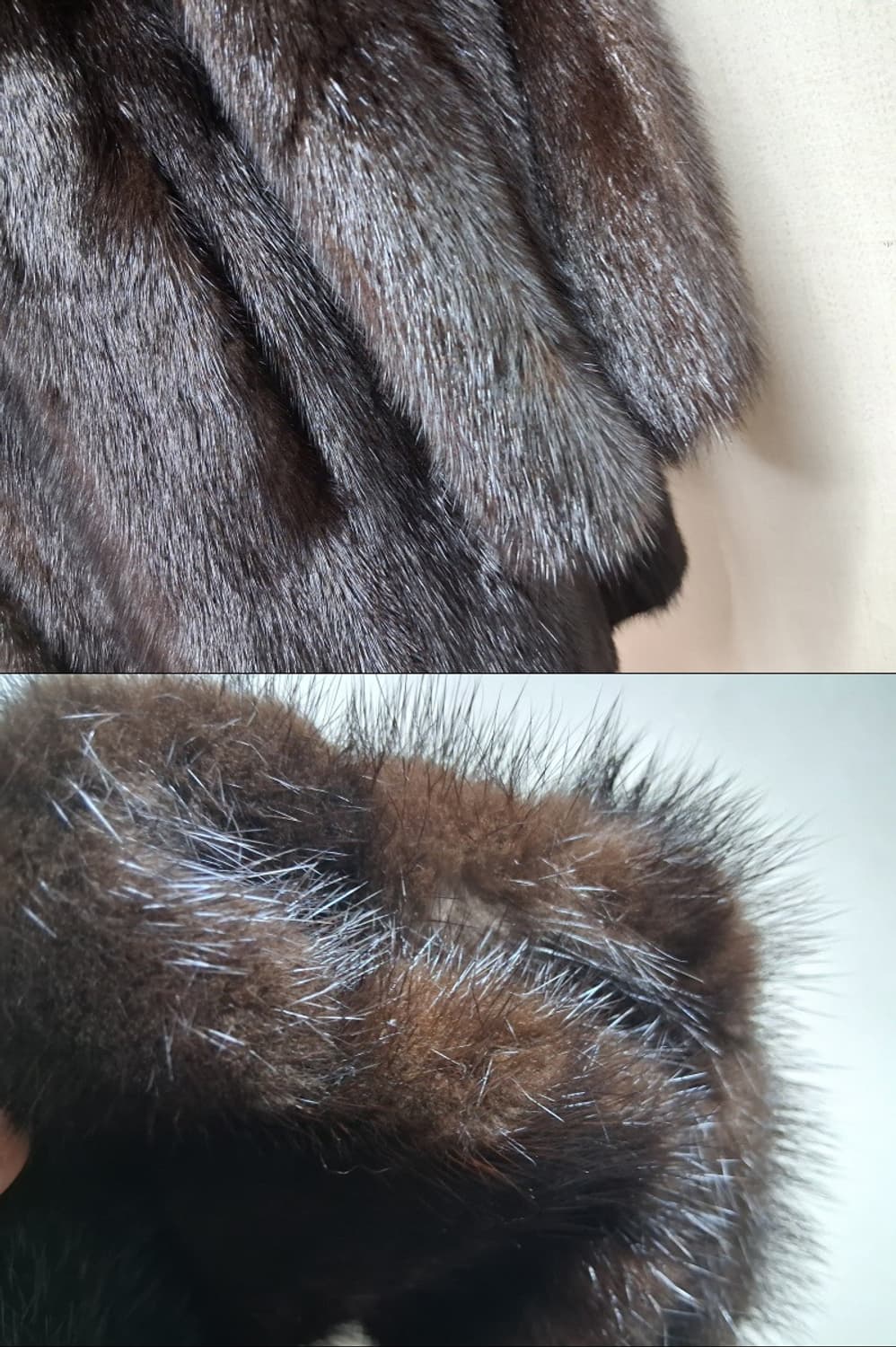 일본구제 ROTINY 밍크하프쟈켓 밍크코트 짙은브라운 검정섞인 66까지 상품이미지6