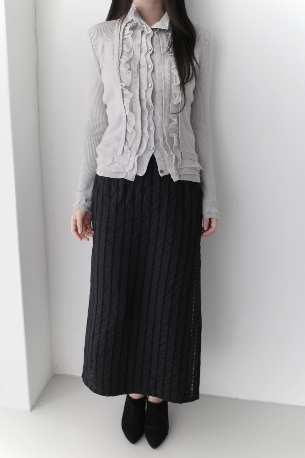 stripe button wrap skirt 상품이미지4