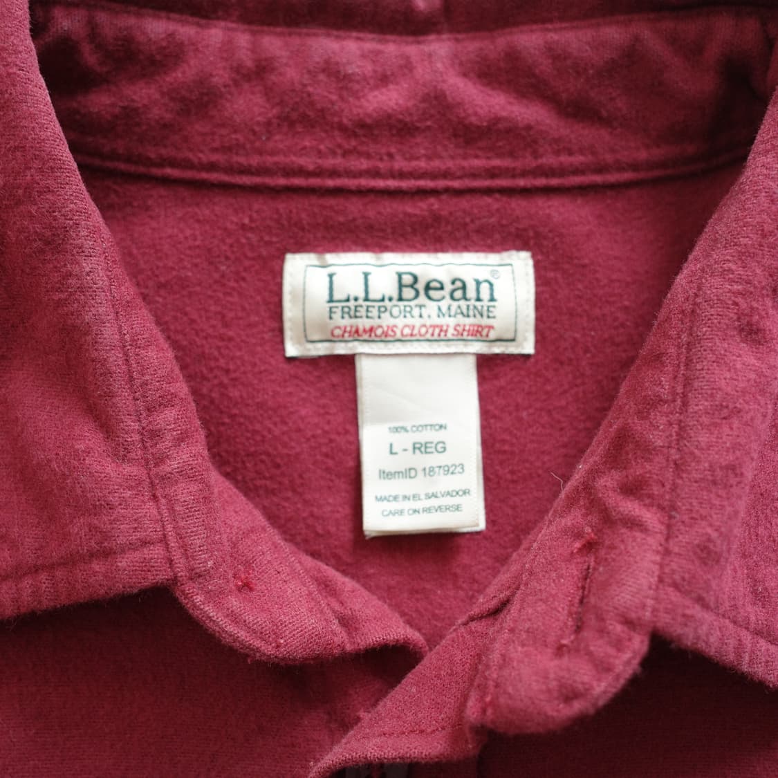 L.L.Bean 샤모아 클로스 셔츠 버건디 L-REG 남성 헤비 플란넬 상품이미지2
