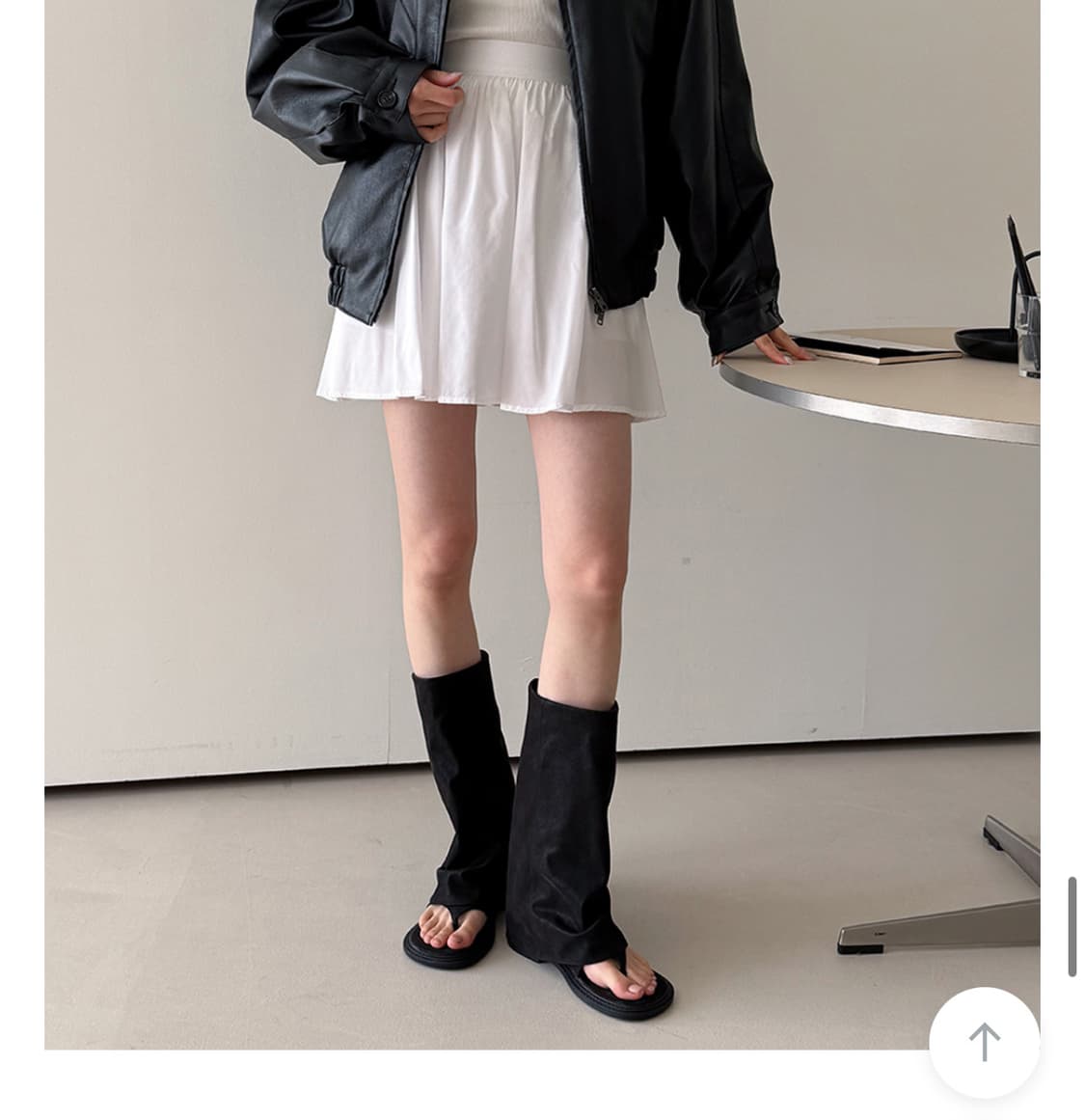 블랙 쪼리 부츠 235 / 와이드 쪼리 셔링 워머 삭스 폴딩 미들 롱부츠 상품이미지3