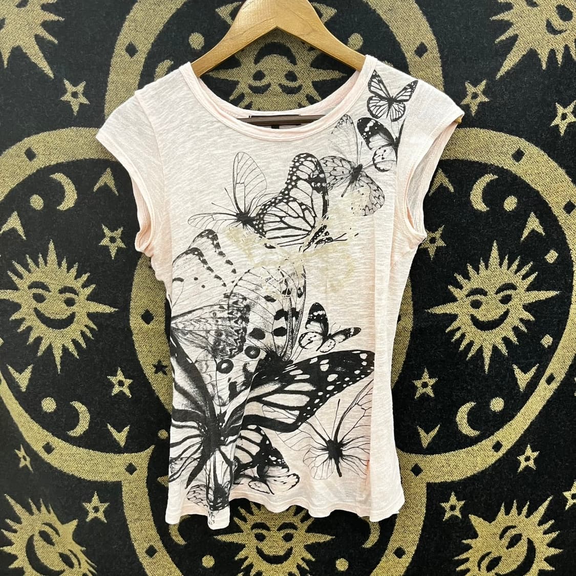 빈티지 Y2K 모리 갸루 락펑크 딸기우유 핑크 딱붙핏 반팔티 K0100  상품이미지3