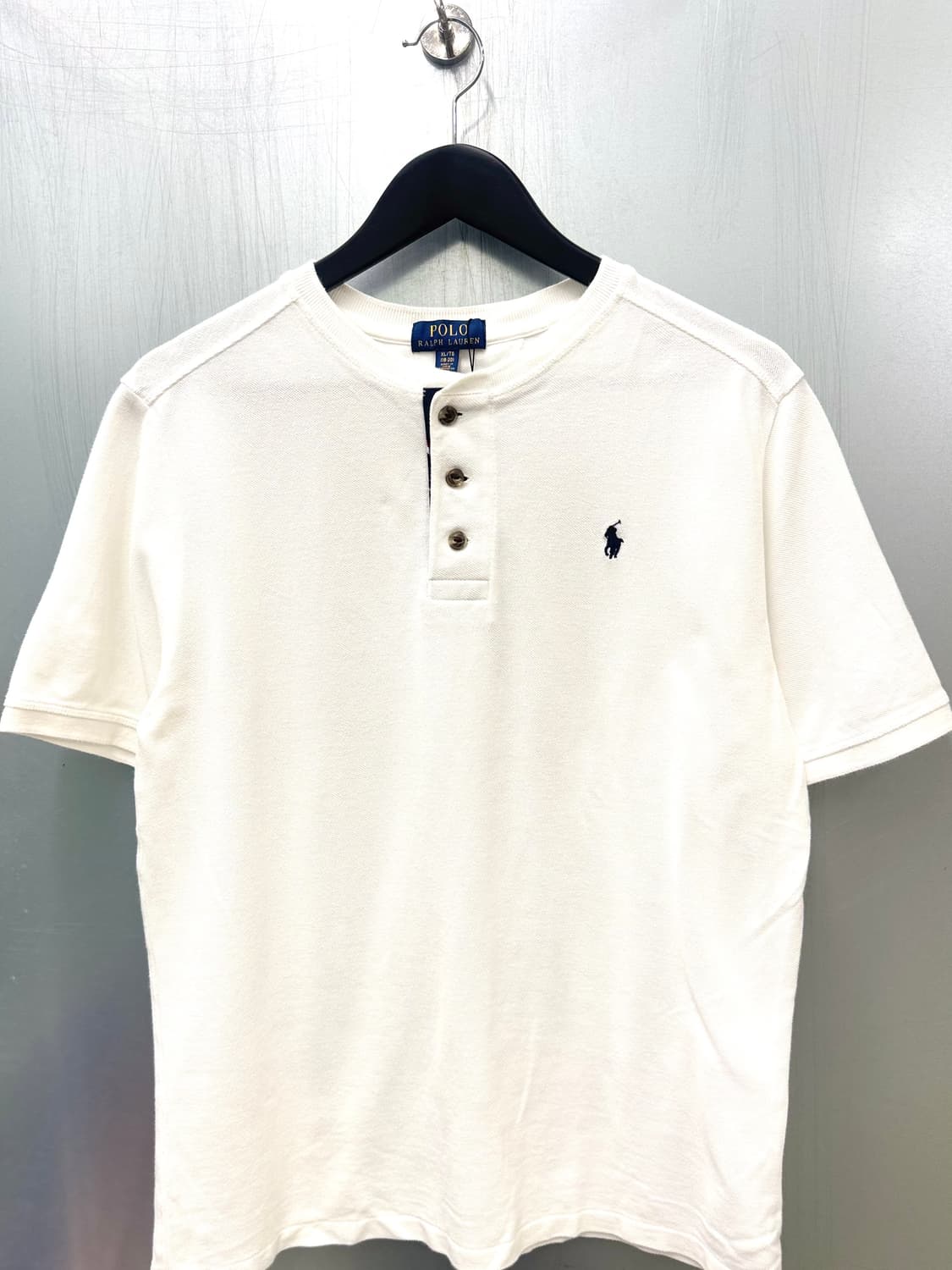 Polo 폴로 랄프로렌 화이트 색상 코튼 헨리넥 반팔 티셔츠 상품이미지1