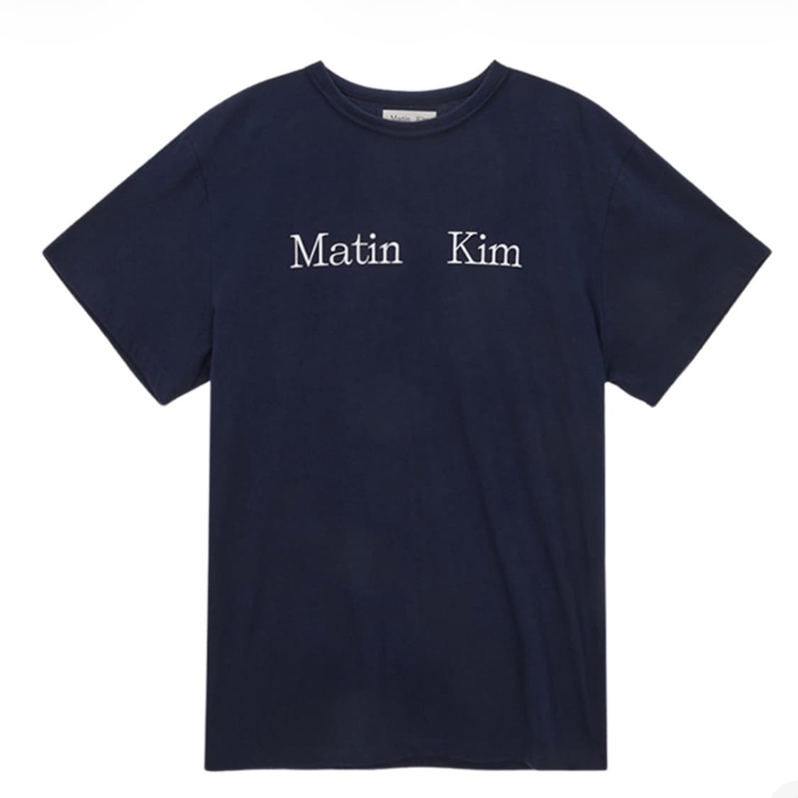 마뗑킴 데미지 슬리브리스 니트 탑 네이비 반팔 티셔츠  상품이미지1