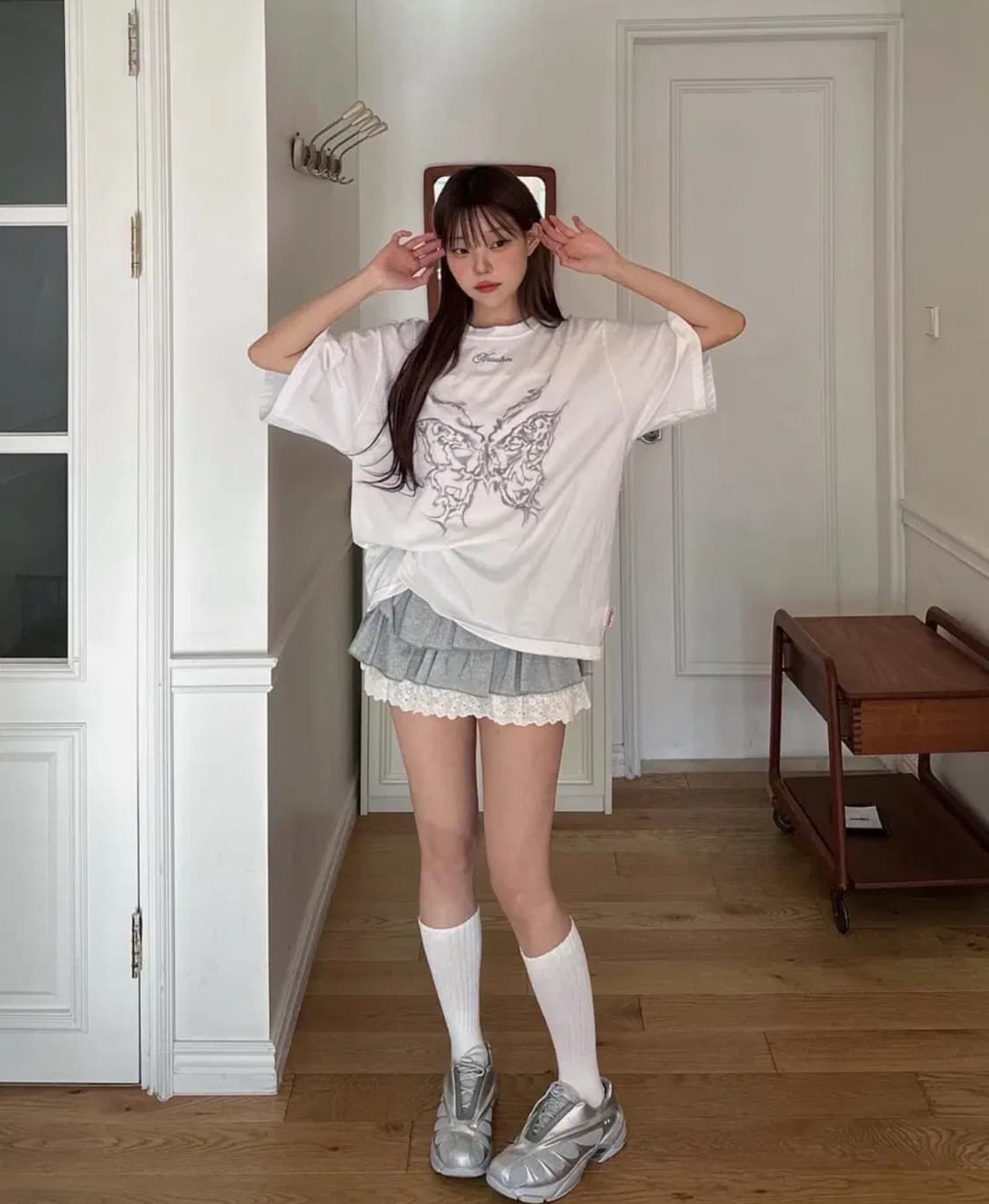 뉴얼린 Bubble cancan레이스 미니스커트 그레이S 캉캉 프릴치마 상품이미지6