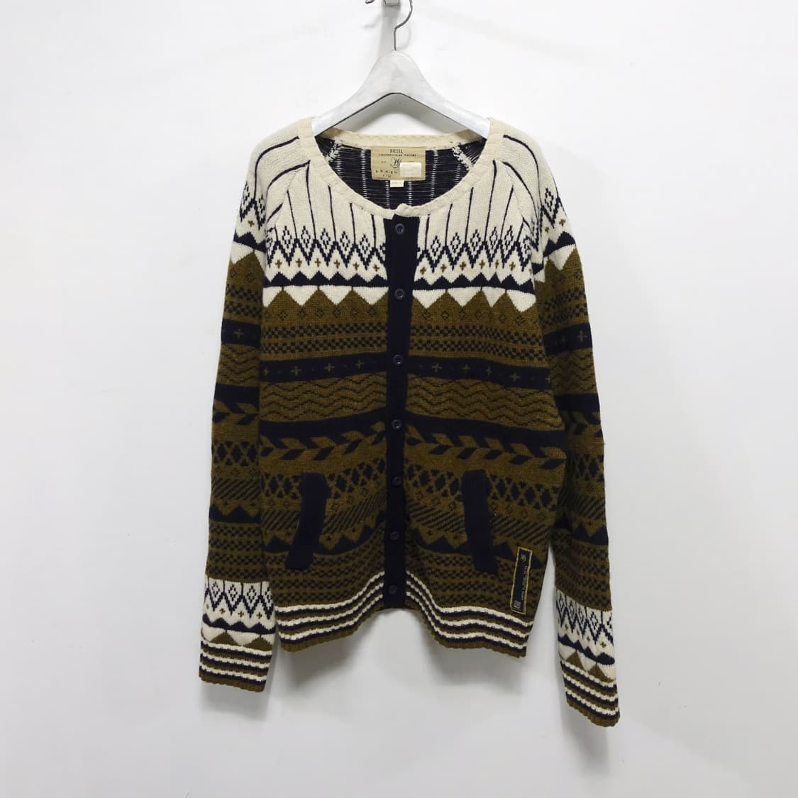 [L] DIESEL 디젤 노르딕 디자인 노카라 울 가디건 상품이미지2