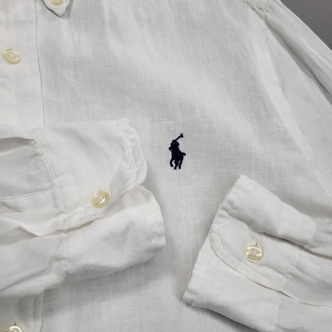 폴로 랄프로렌 신형 린넨 화이트 셔츠 M 클래식핏 상품이미지6