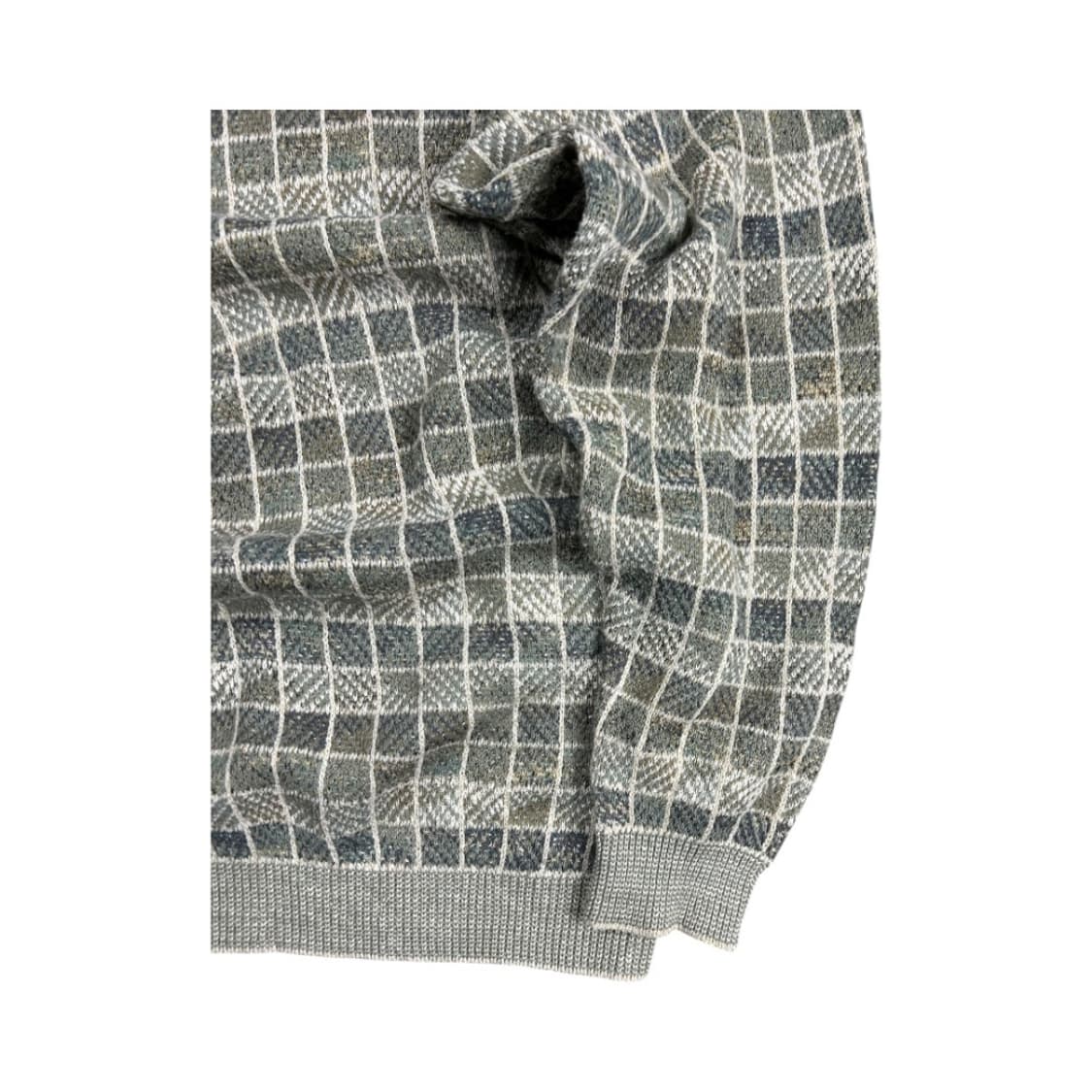 XL) 빈티지 USA 멀티그레이 체크 라운드 니트 스웨터 TK-029 상품이미지4