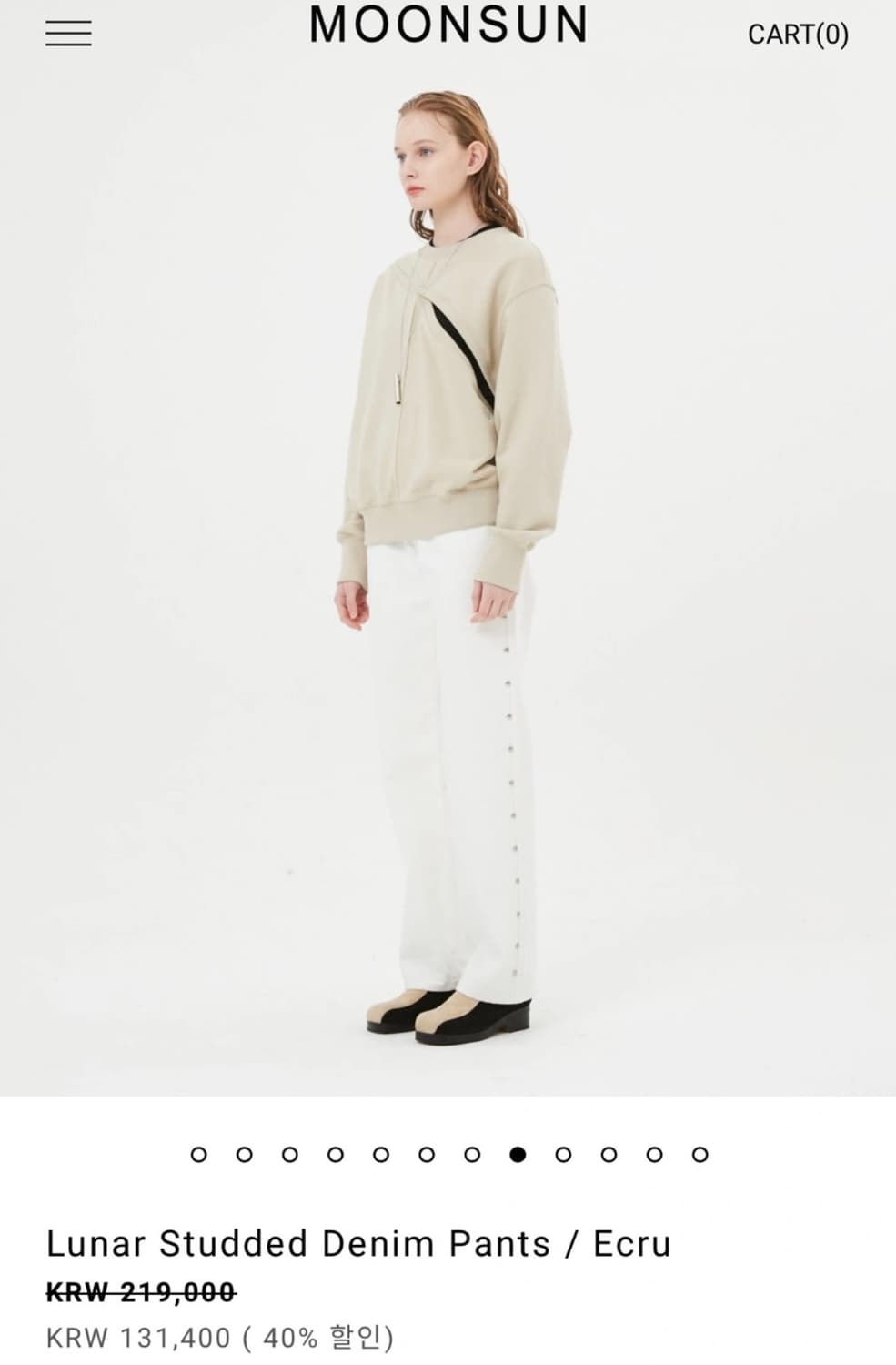 moonsun 문선 Lunar Studded Denim Pants 크림색 상품이미지1