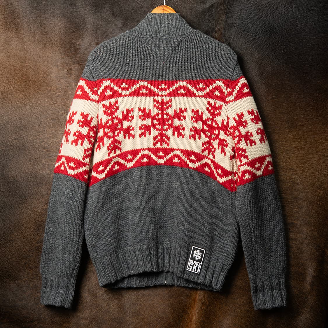 [103] 타미힐피거 SKI 눈꽃패턴 울 스웨터 집업 그레이  상품이미지5