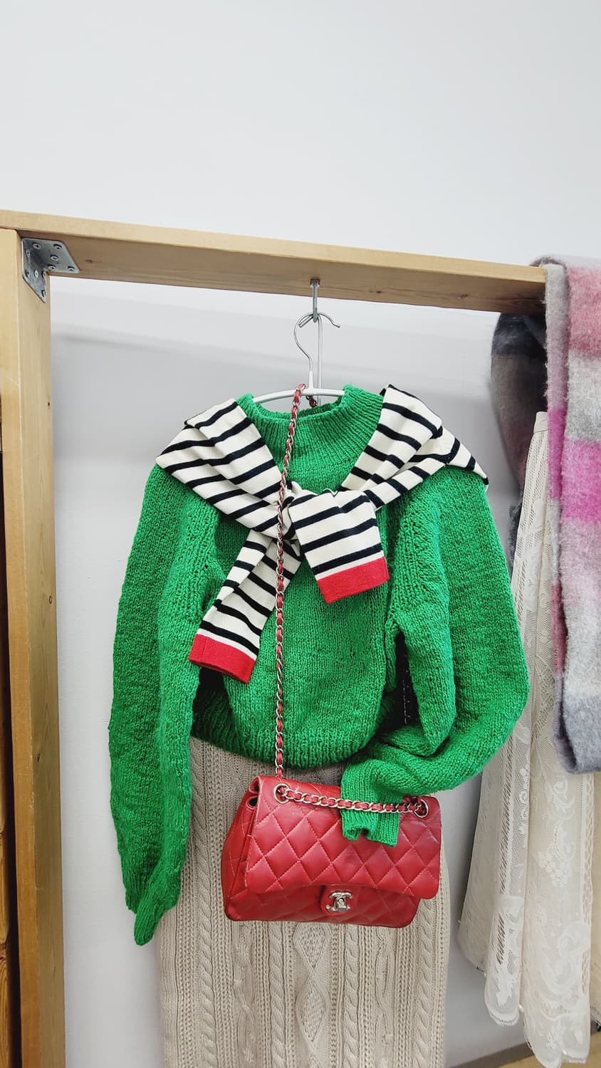 그린 홀가먼트 핸드메이드니트 상품이미지2