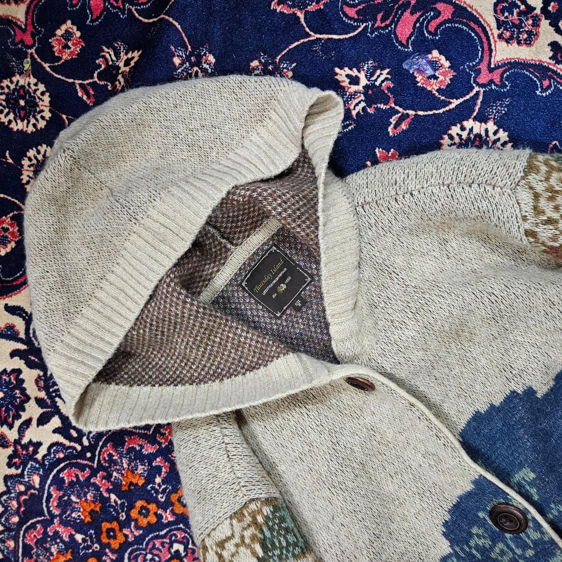 써스데이아일랜드 스토리 자카드 후드 롱 가디건 M size 상품이미지6