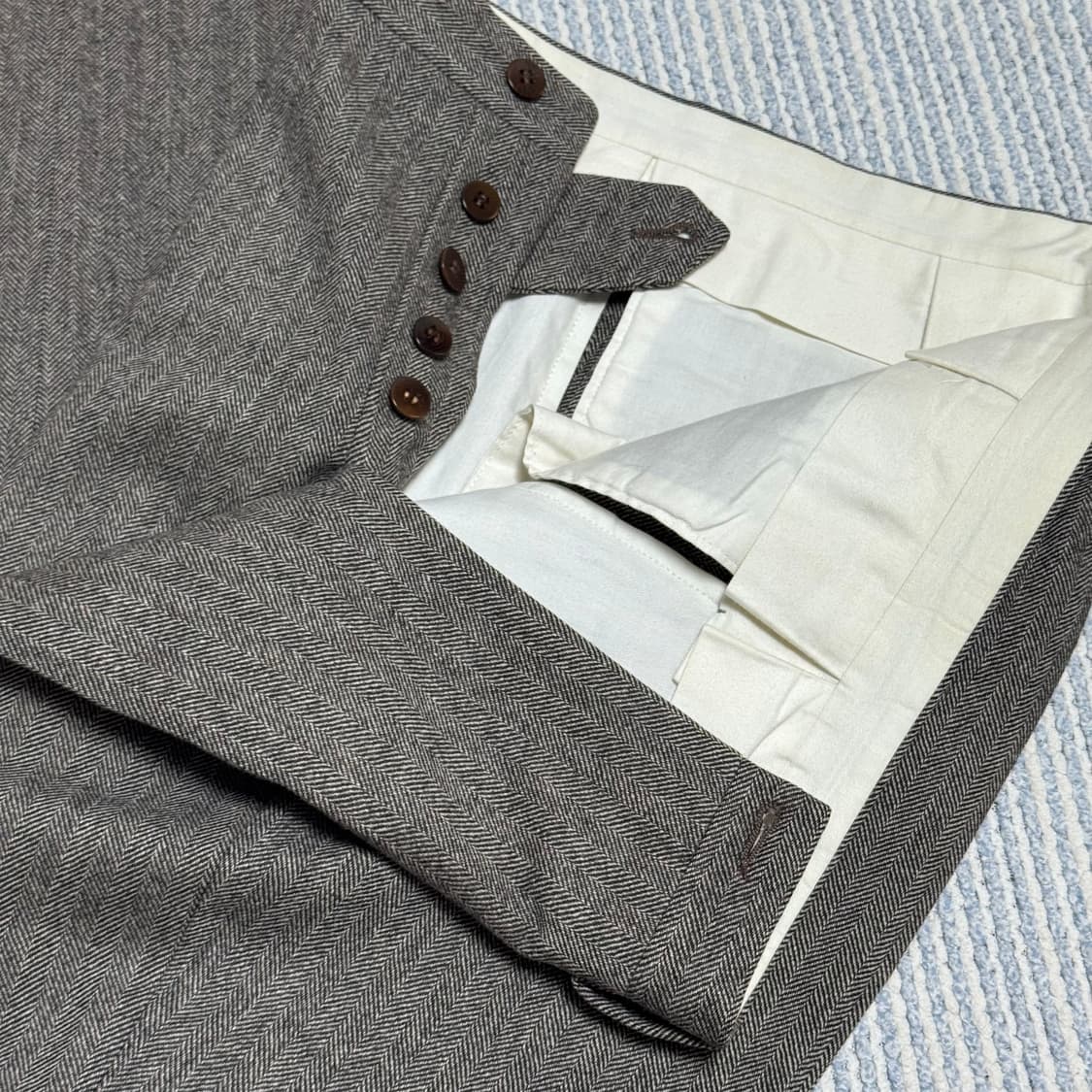 Sartorio Napoli 라이트브라운 헤링본 트라우저 46 상품이미지4