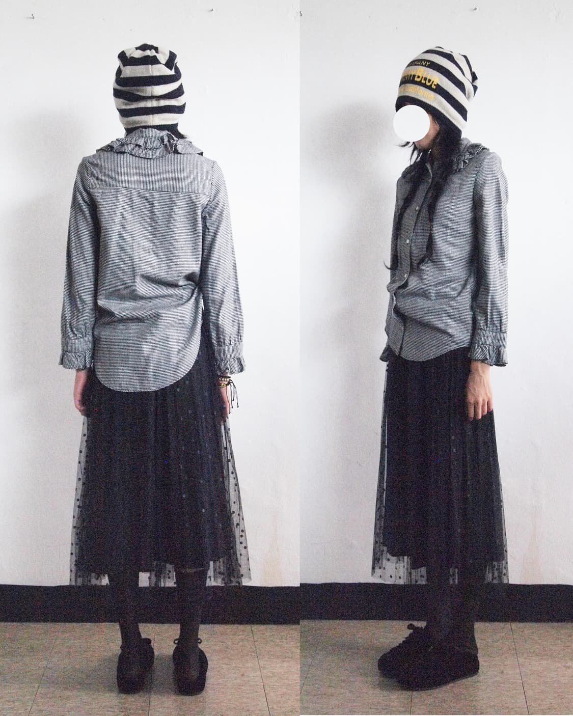charles anastase 13aw 프릴 칼라 체크 블라우스 상품이미지2