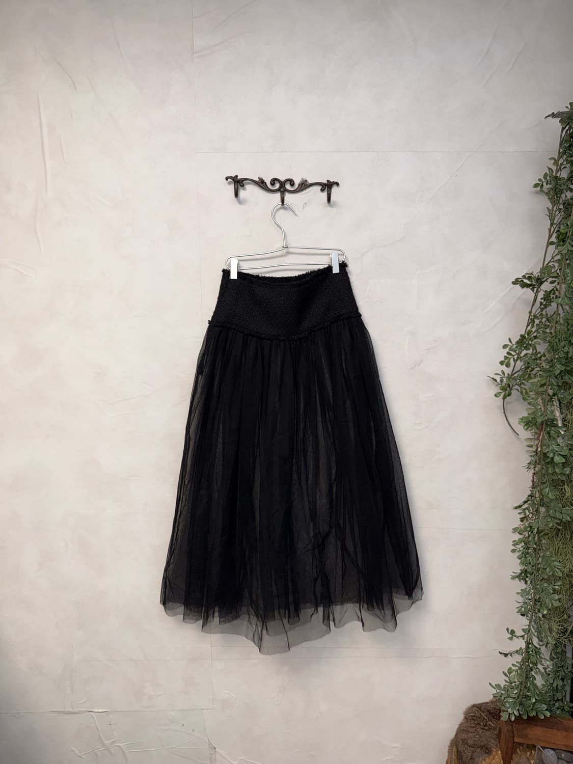 Black mesh tweed maxi sha skirt 상품이미지4