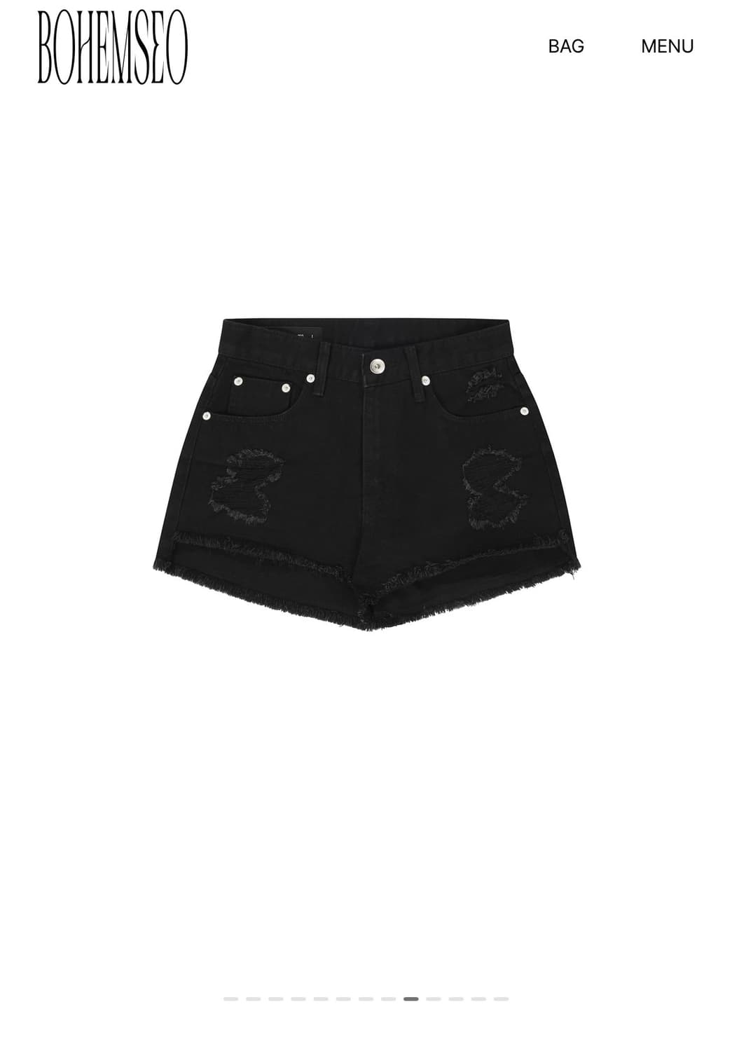 보헤미안서울 DAMAGE BLACK SHORTS, BLACK 상품이미지3