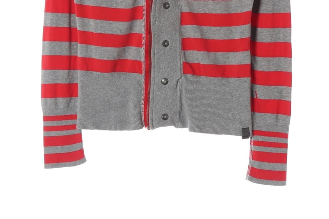 지스타로우 빈티지 레드 단가라 니트 후드 집업 M 상품이미지5