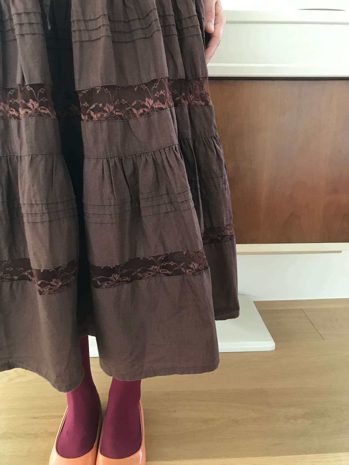 vintage brown lace skirt 상품이미지2