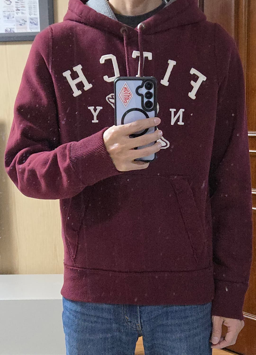 (착샷) 아베크롬비 후드 티셔츠 버건디 상품이미지9