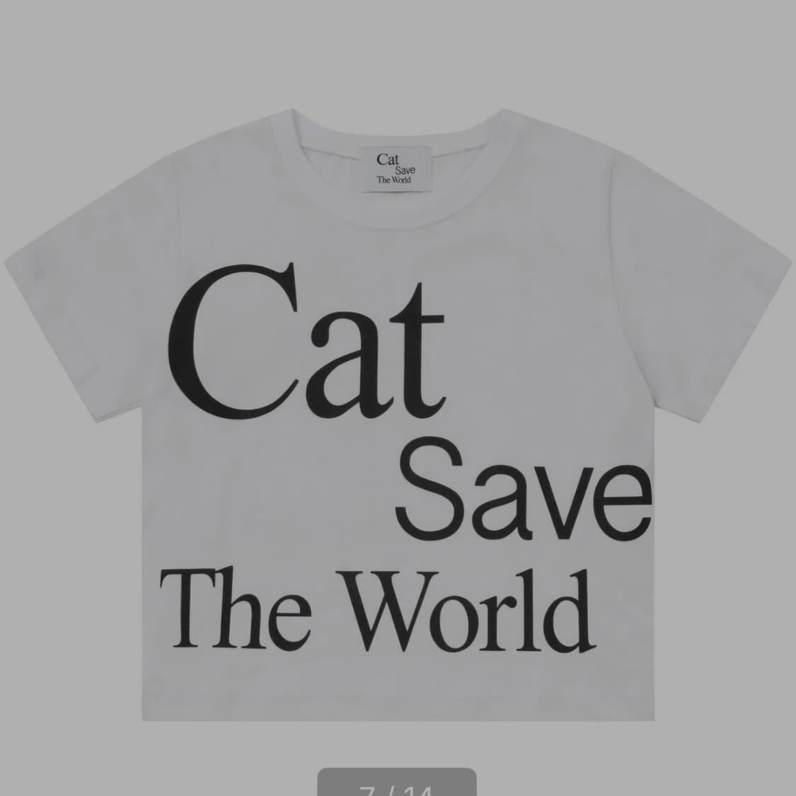캣세이브더월드 크롭 반팔티 화이트 상품이미지1
