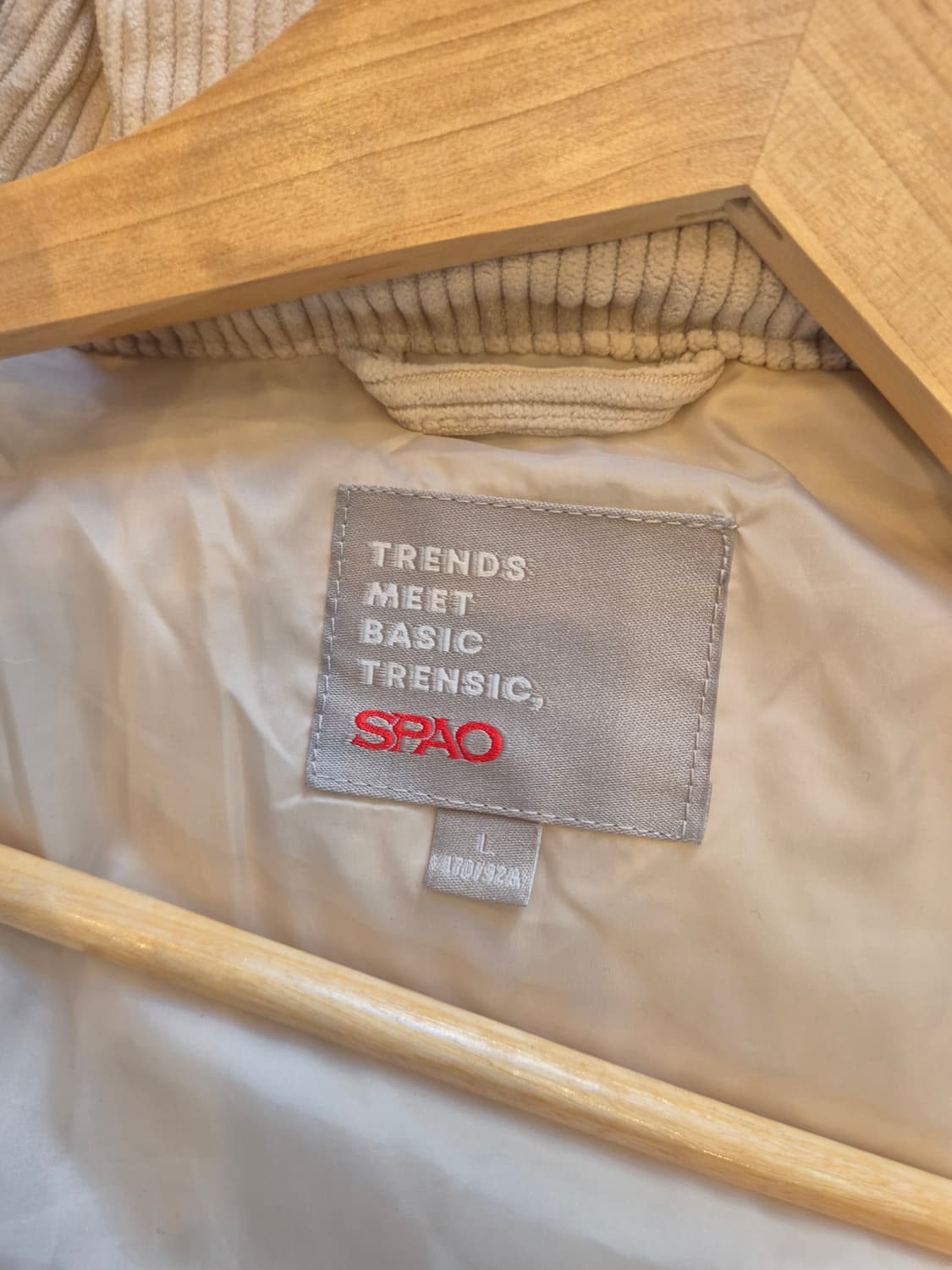 스파오 코듀로이 패딩 아이보리 L 상품이미지4