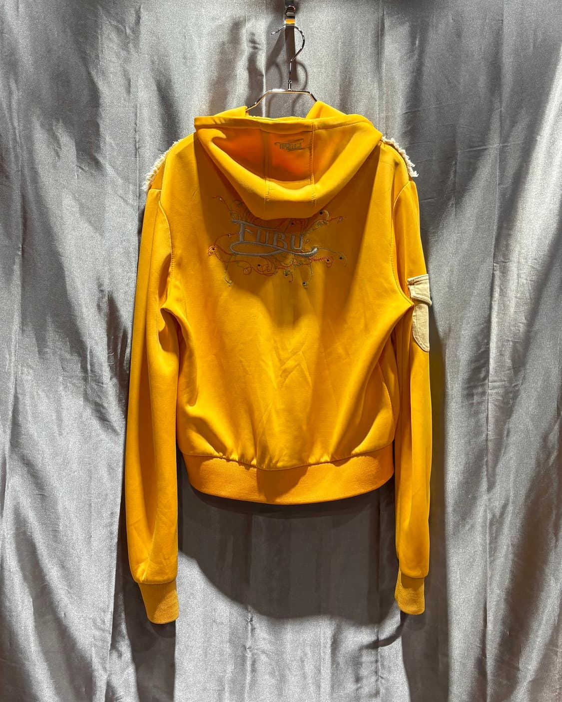 L FUBU 푸부 투포켓 데님 믹스 옐로우 후드집업 상품이미지4