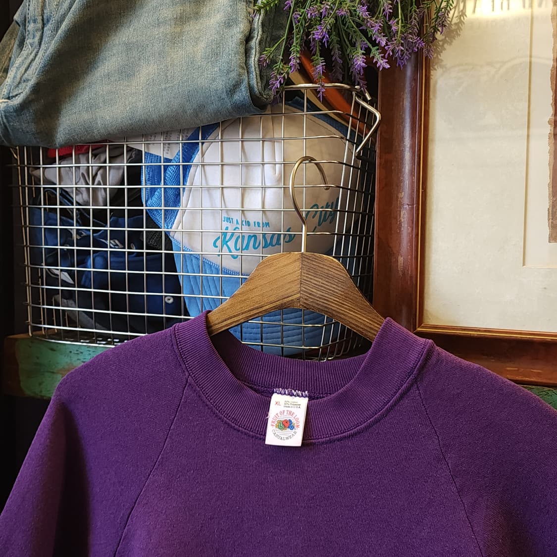 90s 프룻오브더룸 빈티지 스웻셔츠 플레인 스웻셔츠 페이딩 퍼플 xl 상품이미지9