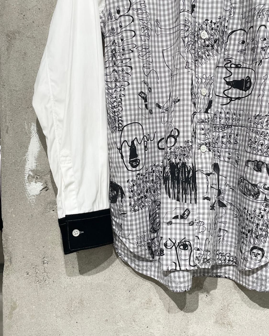 꼼데가르송 셔츠 16S/S 화이트 체크 아트 두들 셔츠 상품이미지4
