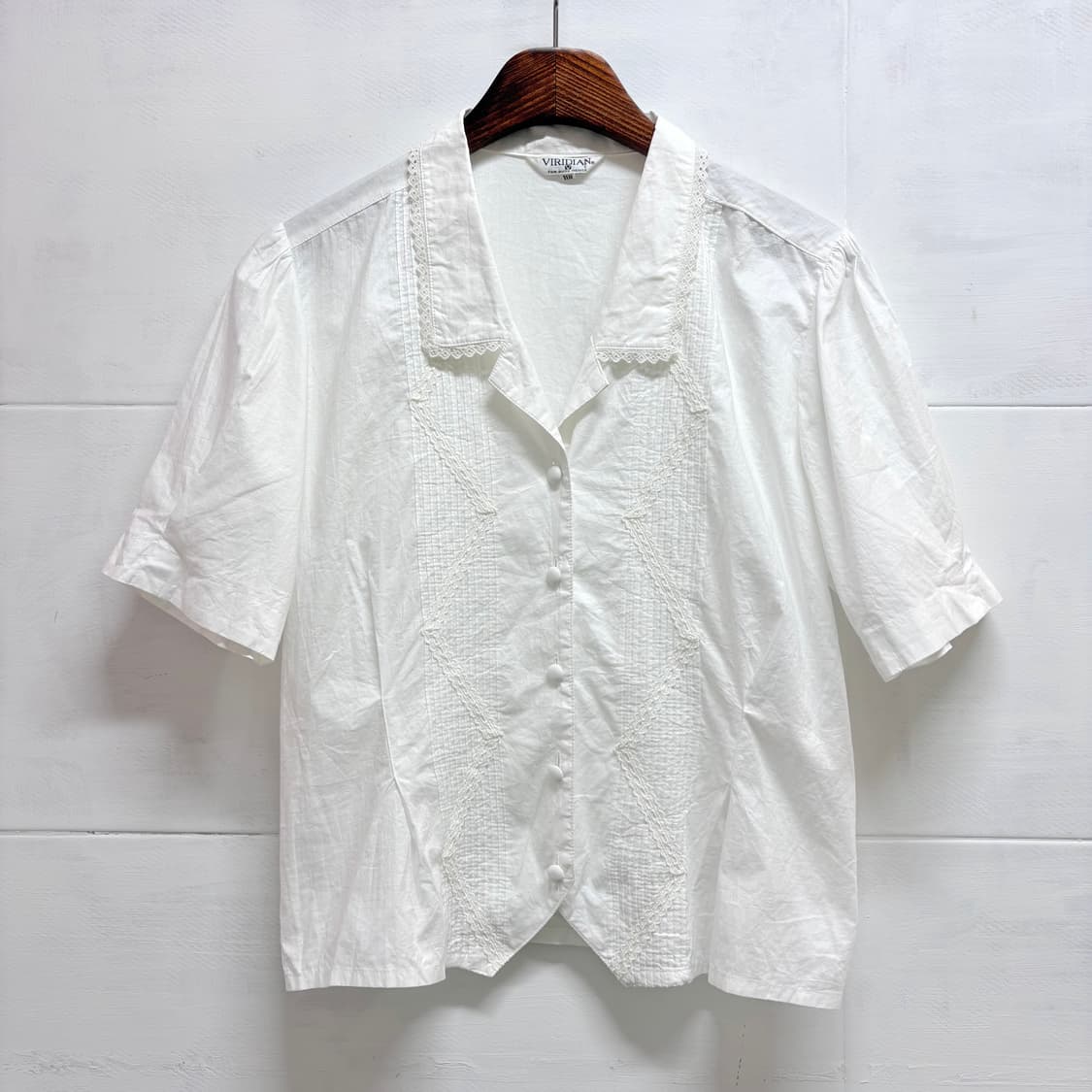 화이트 코튼 레이스 클래식 빈티지 블라우스  JPN 상품이미지1