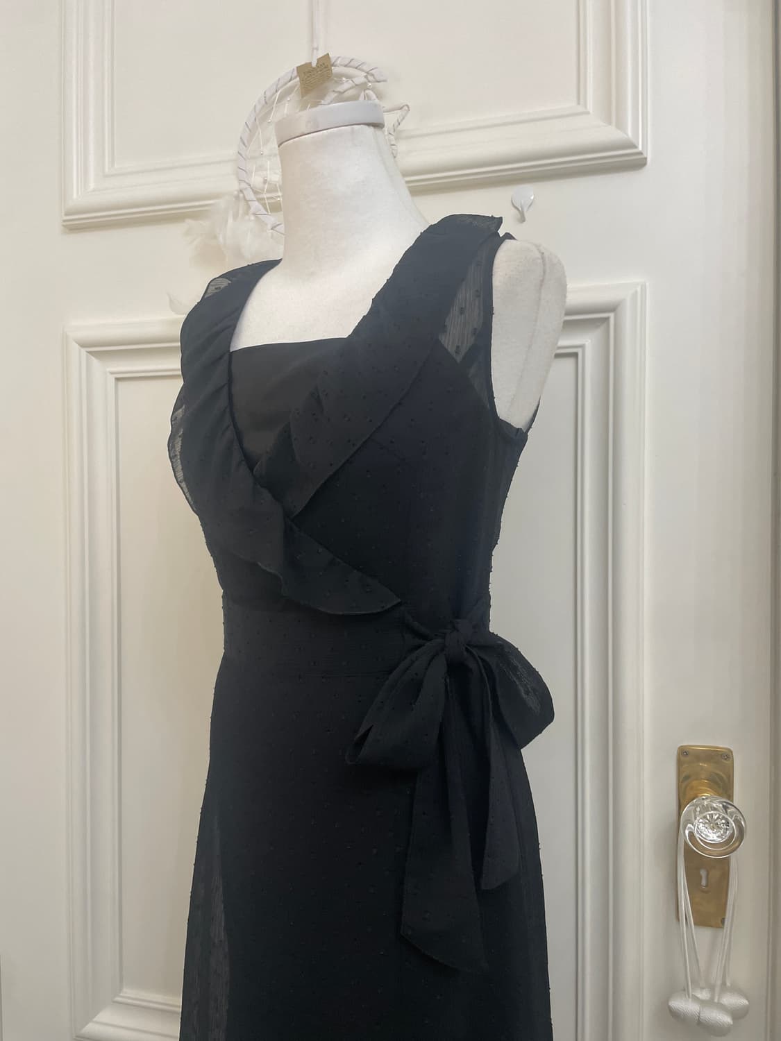 black ruffle bow dot lace opc(size-2) 상품이미지8