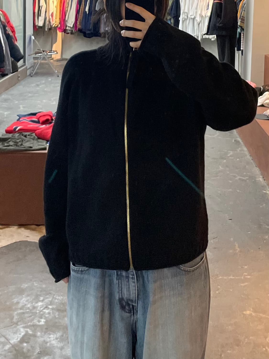 마뗑킴 백로고 블랙 니트 집업 H2359 상품이미지2