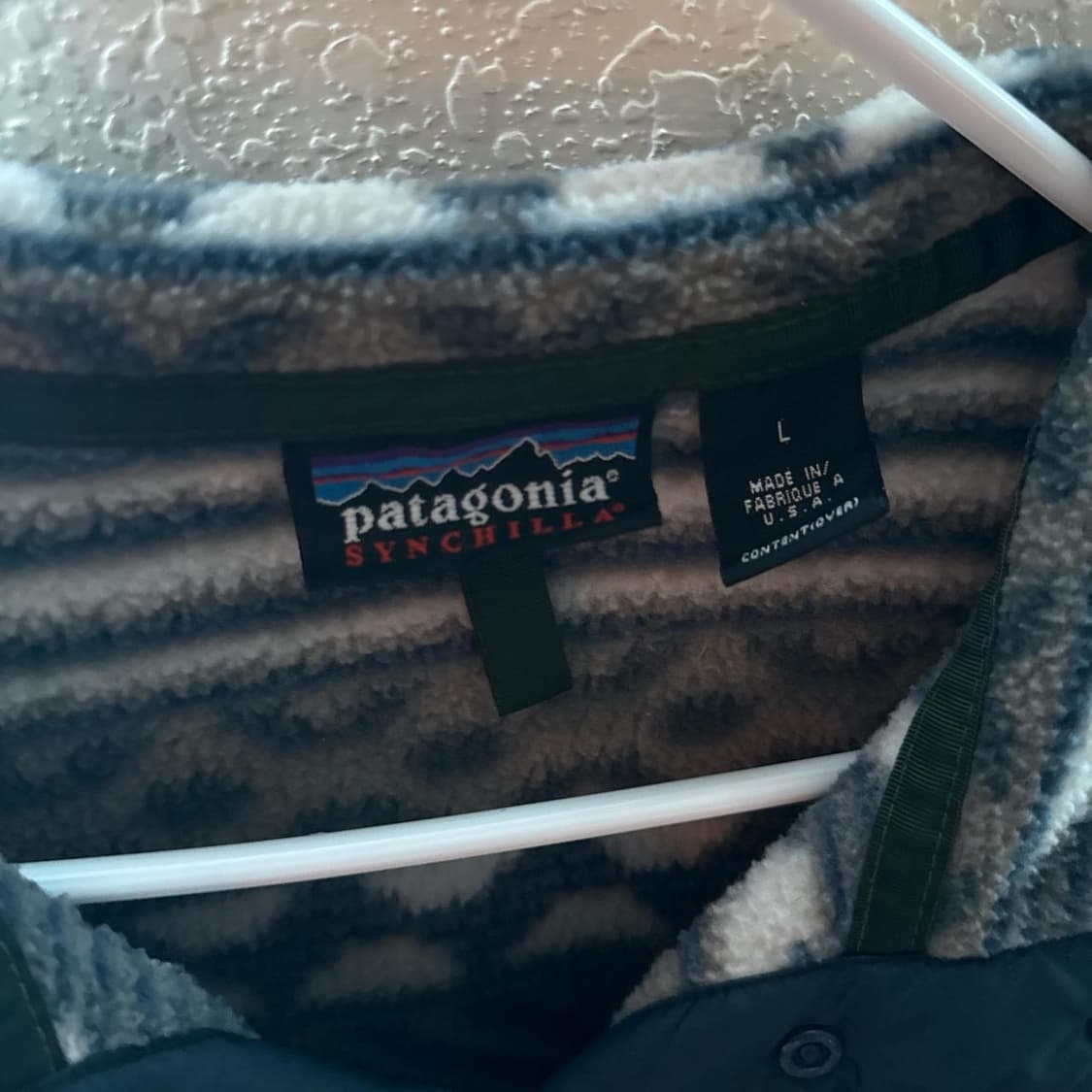 90s 파타고니아 신칠라 스냅-T 네이티브 패턴 네이비/화이트 USA 상품이미지3