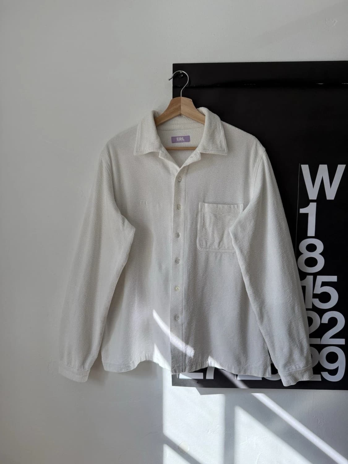 ERL 이알엘 코듀로이 코튼 오버사이즈 버튼 업 셔츠 아이보리 화이트 상품이미지1
