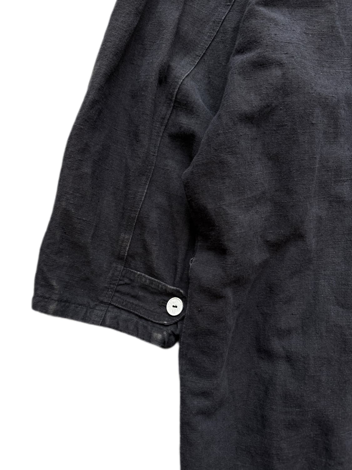 80s 올드 블랙 프렌치 린넨코트 2XL 상품이미지8