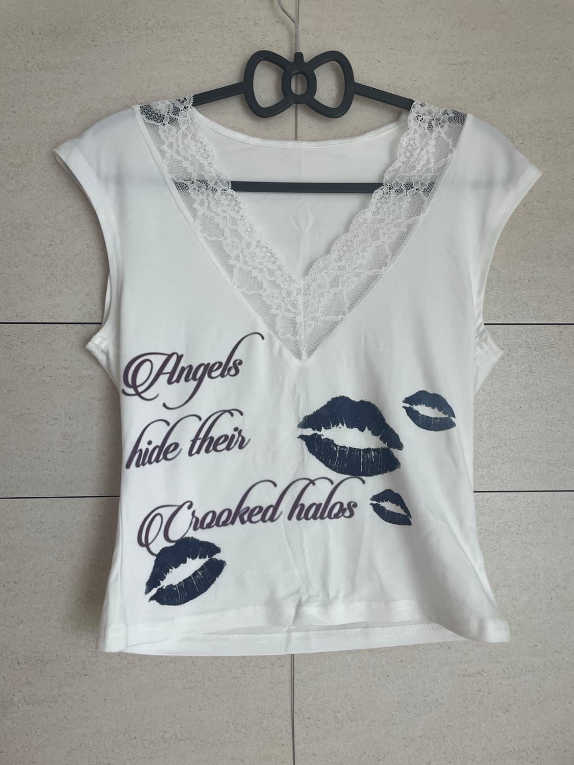 레이스 레터링 슬리브리스 핀터 갸루 상품이미지1