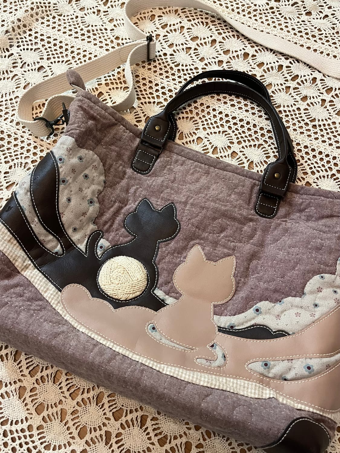 빈티지 고양이 패치워크 크로스백  상품이미지3