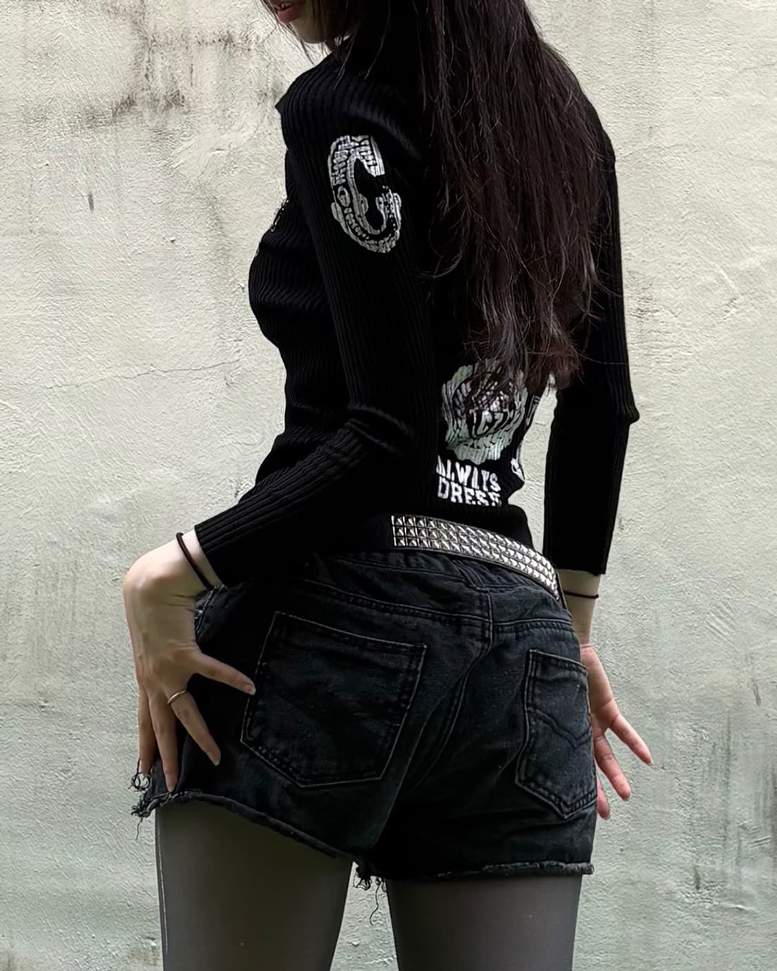 00's punk printing slim fit long sleeves 상품이미지3