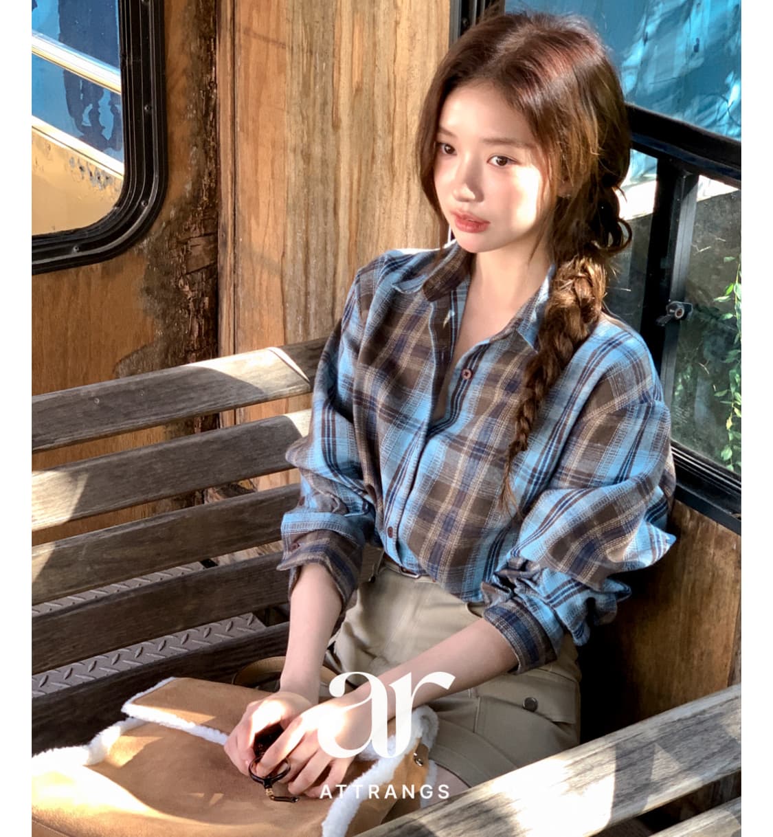 [새상품] 아뜨랑스 made 피치기모 체크셔츠 상품이미지1