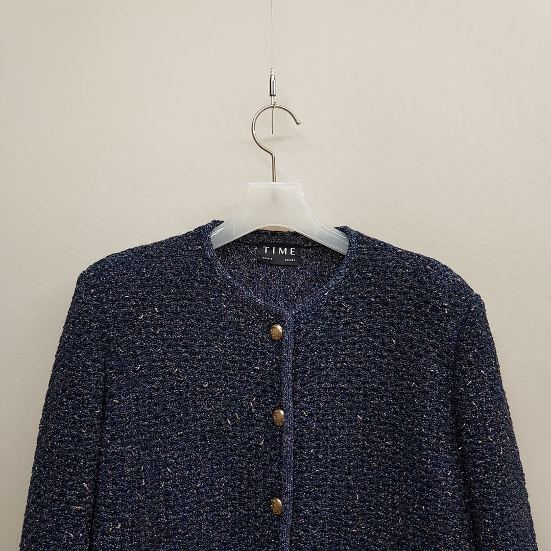 한섬 타임 2023 노카라 트위드 니트 자켓  F사이즈 상품이미지2