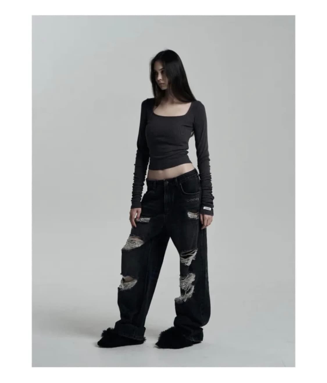 오도어 리브티 차콜 leeve tee  상품이미지1