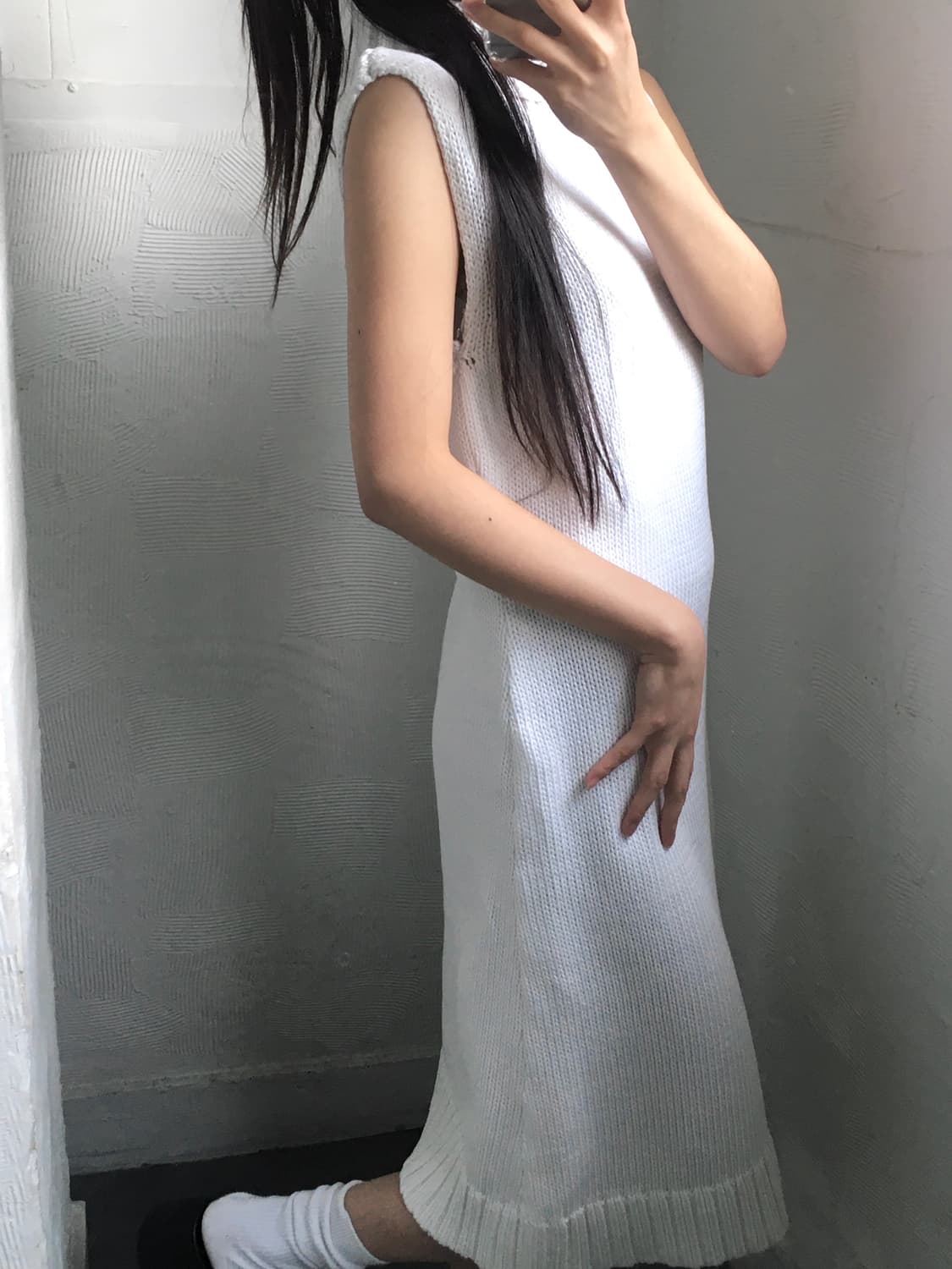 CELINE 셀린느 화이트컬러 터틀넥 슬리브리스 코튼 원피스 상품이미지1