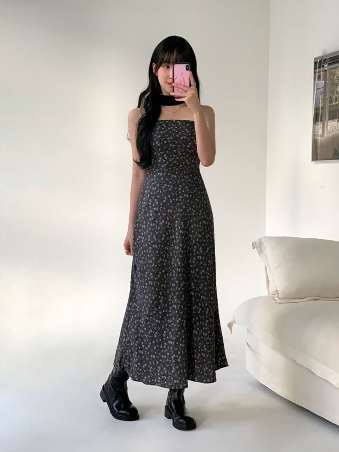 루루서울 feel pretty flower 롱 원피스 블랙 상품이미지2