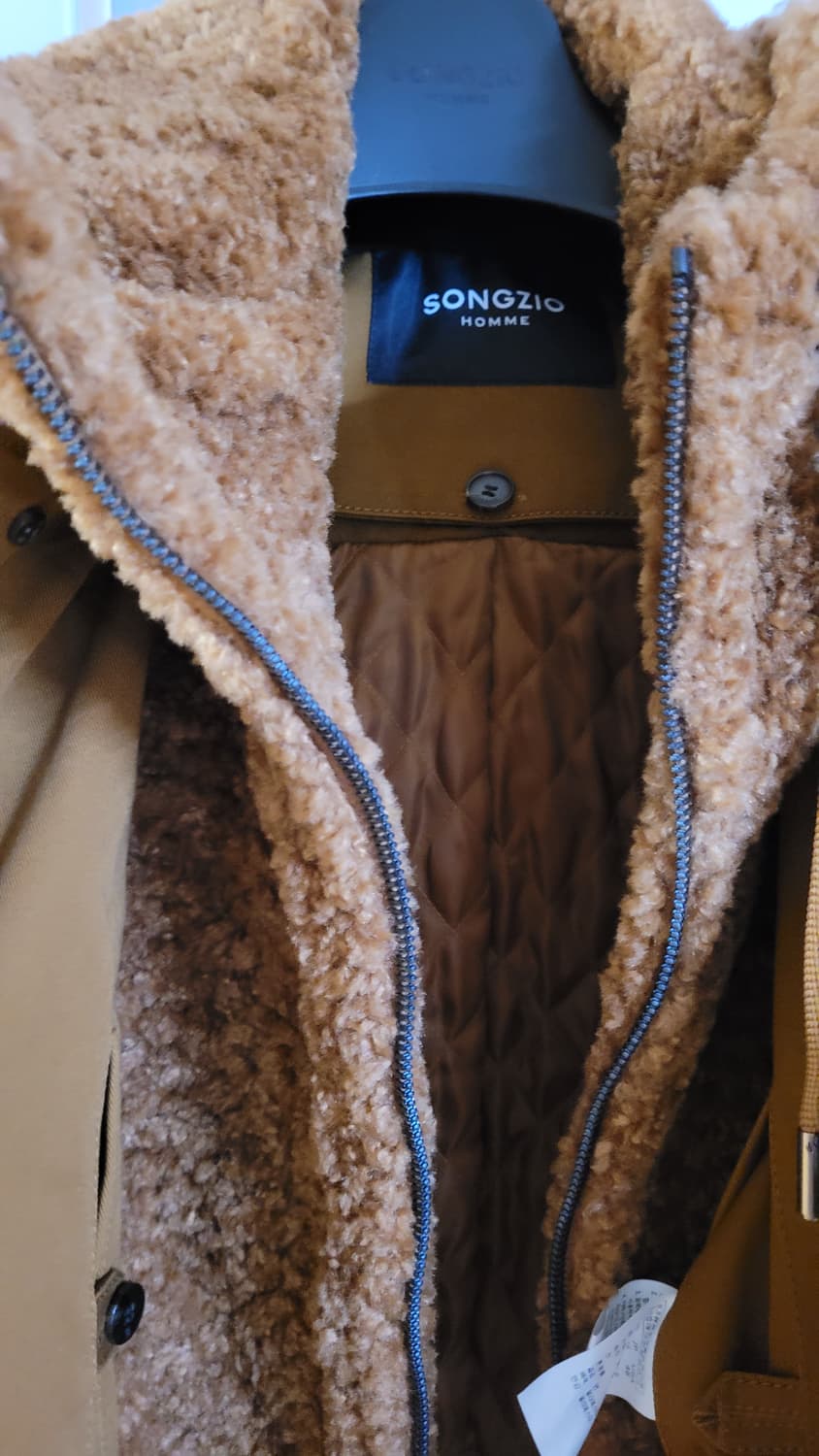 송지오옴므 코트 페이크 시어링 후드 레이어드 상품이미지6