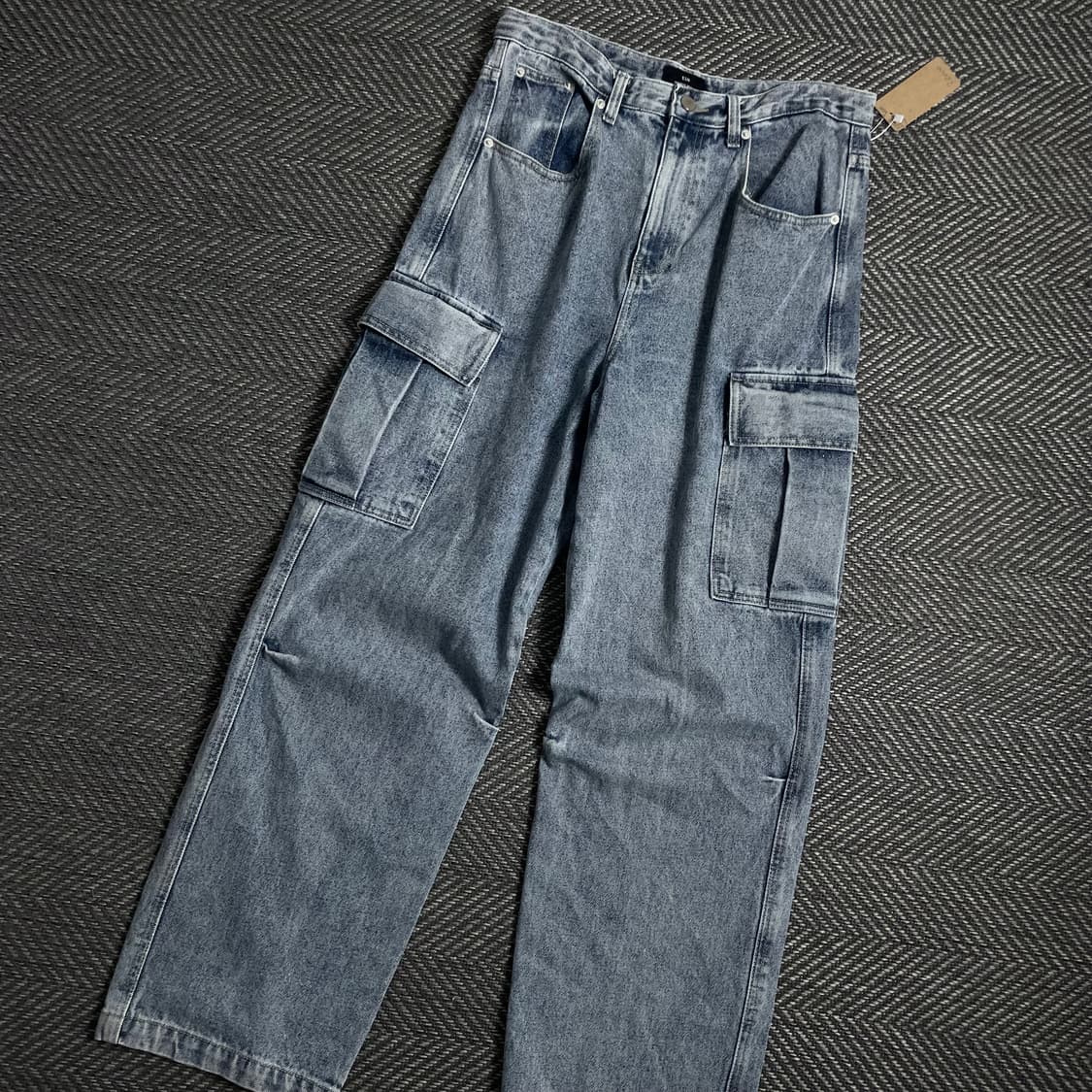 ESN 빈티지 워시드 유틸리티 데님 카고 팬츠y 4987 상품이미지1