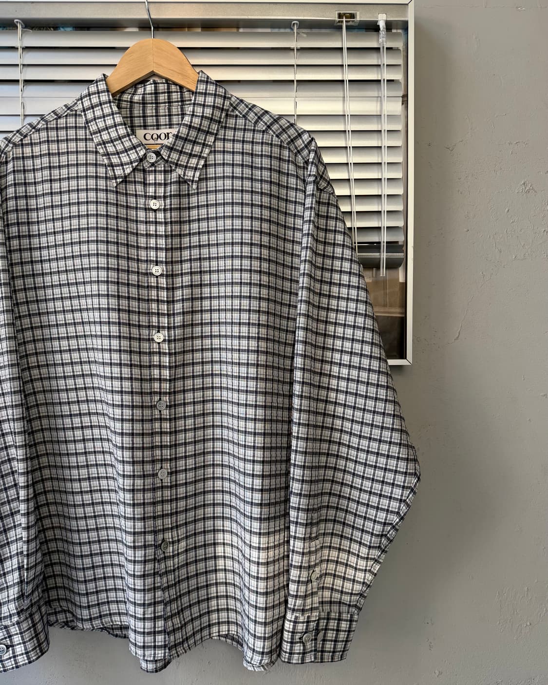 coor seersucker overfit check shirt 상품이미지2