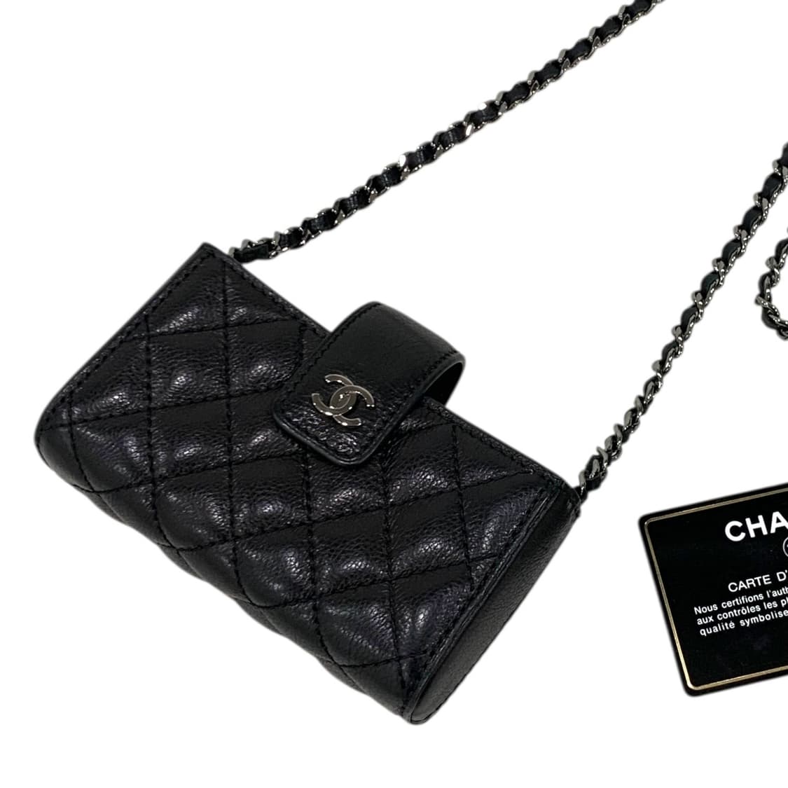 샤넬 퀼팅 캐비어 CC 은장 미니 폰홀더백 상품이미지2